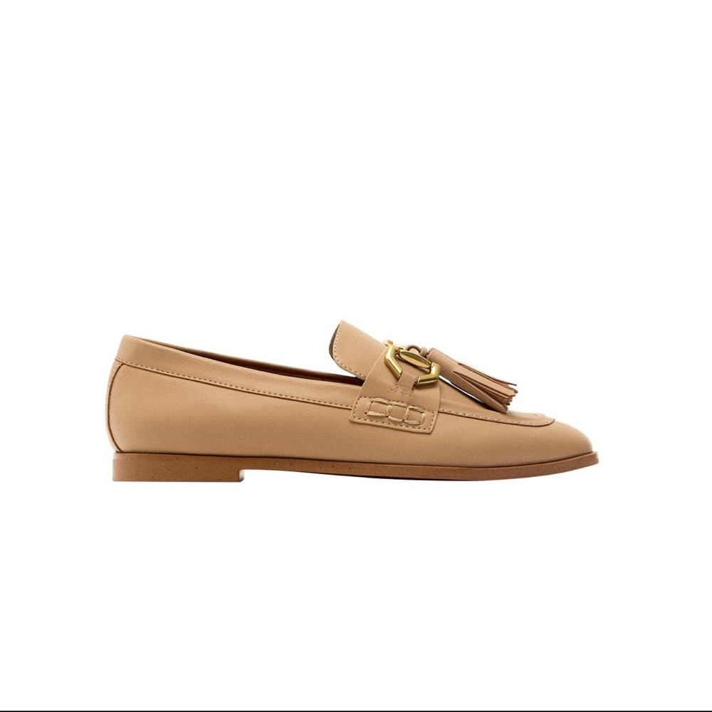 Tan loafers with tassels